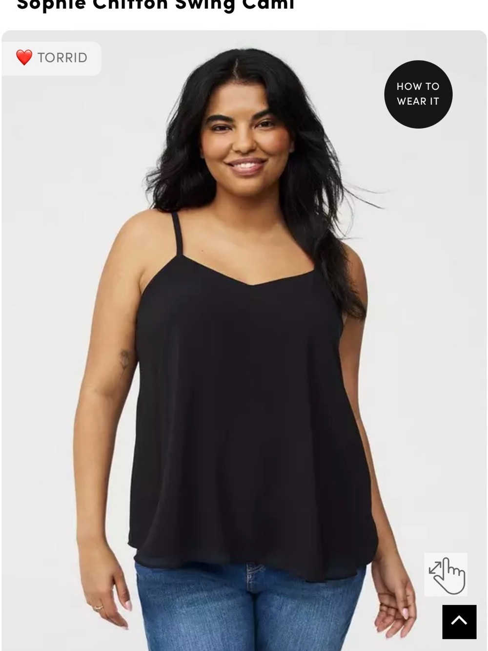 torrid Black Chiffon Swing Cami with Adjustable Straps